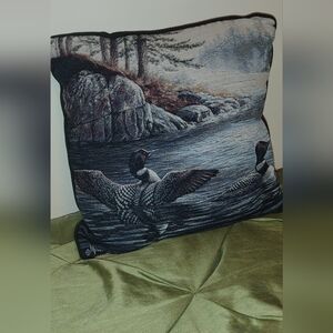 Duck Tapestry Pillow Tapestry Fabric Blue brown Green 15 x 15 mol